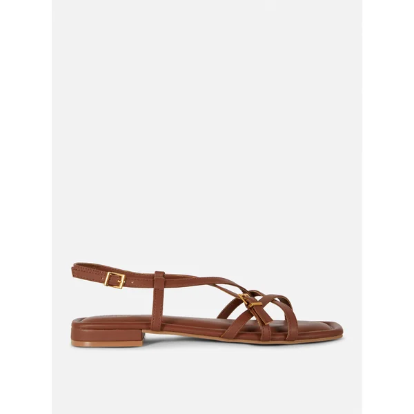 Wide Fit Strappy Sandals - Tan