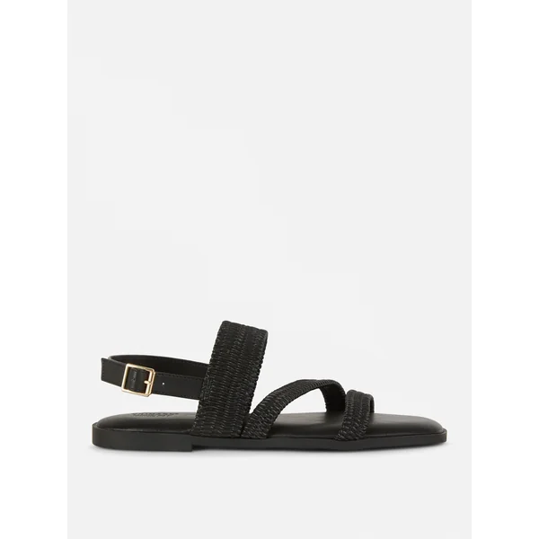 Wide Fit Stretch Sandals - Black