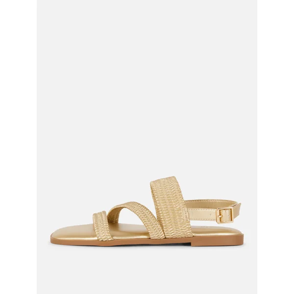 Wide Fit Stretch Sandals - Gold