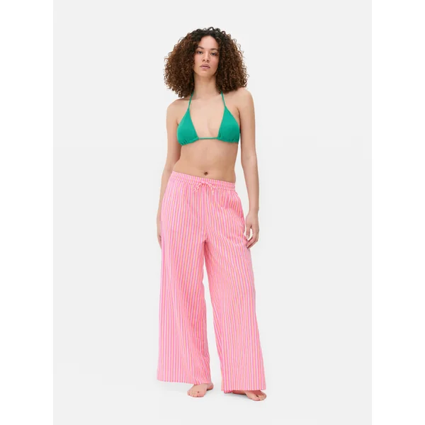 Wide Leg Drawstring Beach Pants - Orange