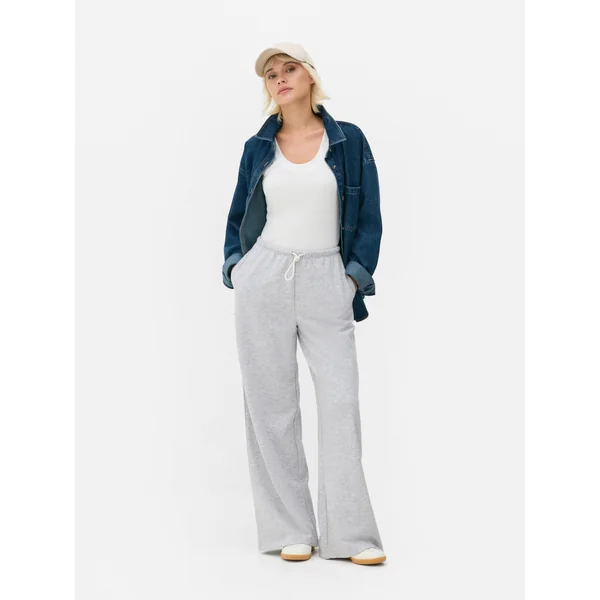 Wide Leg Drawstring Joggers - Gray Heather