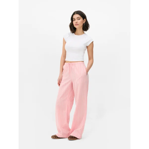Wide Leg Drawstring Pants - Pink