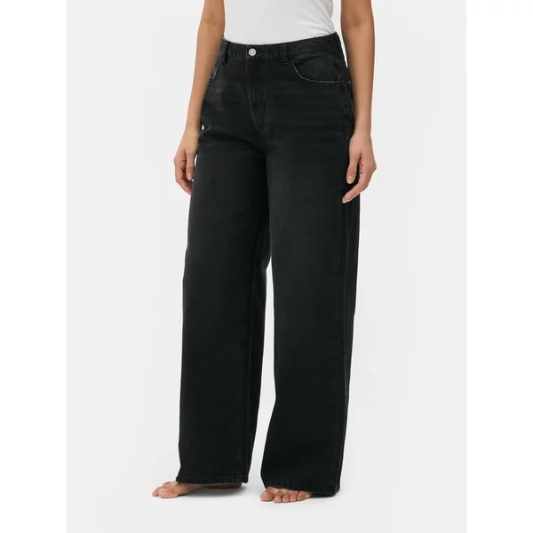 Wide Leg Jeans - Barely Black
