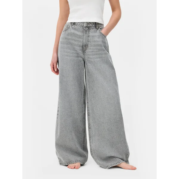 Wide Leg Jeans - Gray