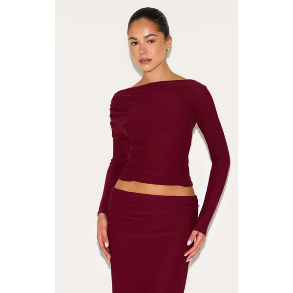 Wine Soft Touch Boatneck Top