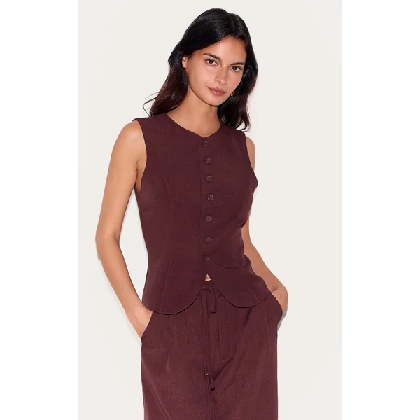 Wine Tailored Woven Vest