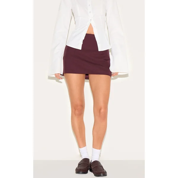 Wine Woven A Line Mini Skirt