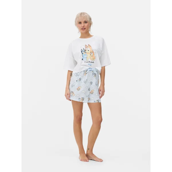 Women's Bluey T-Shirt and Shorts Family Matching PJs - White