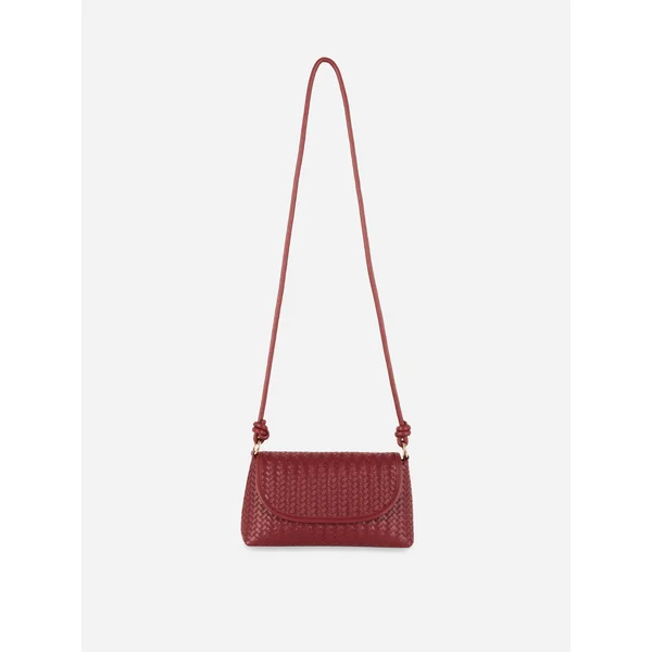 Woven Crossbody Bag - Burgundy