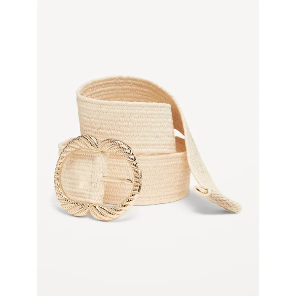 Woven Double Buckle Belt - Totally Natural