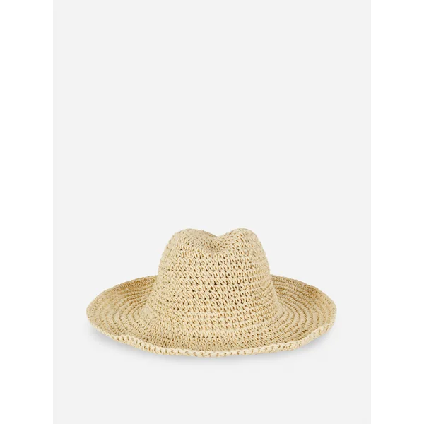 Woven Straw Cowboy Hat - Beige