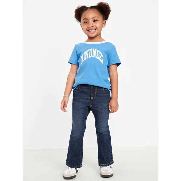 Wow High-Waisted Flare-Leg Pull-On Jeans for Toddler Girls - DARK WASH