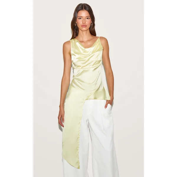 Yellow Asymmetric Satin Top