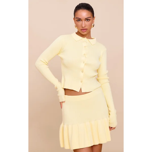 Yellow Knitted Button Through Top