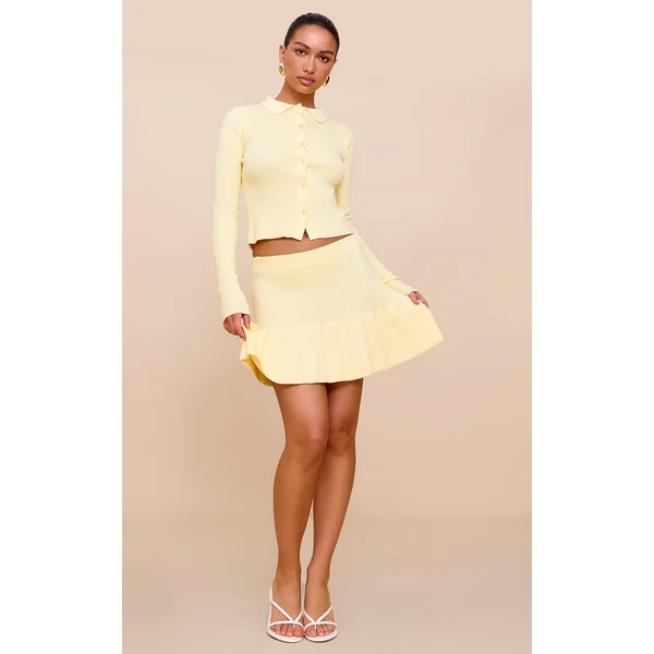 Yellow Knitted Pleated Skirt