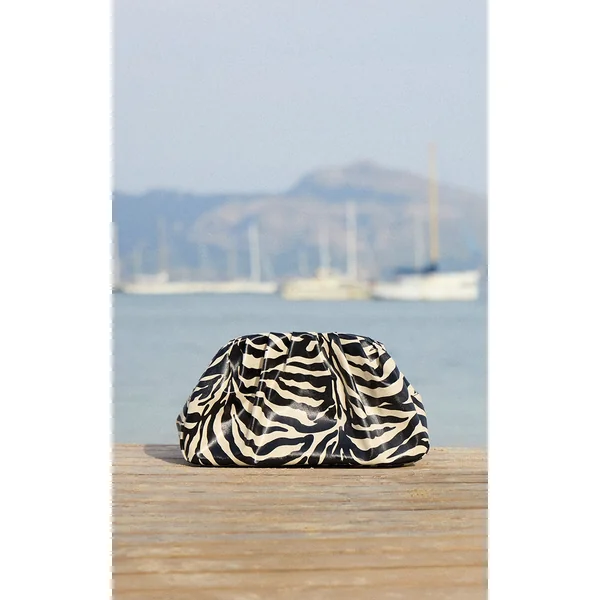 Zebra Oversized Ruched Clutch