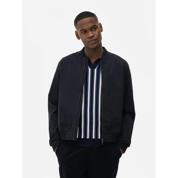 Zip Bomber Jacket - Navy
