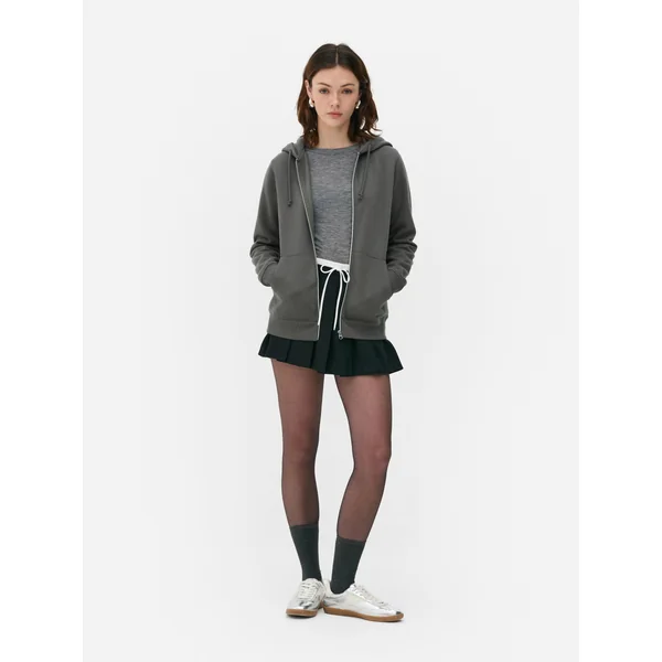 Zip Drawstring Hoodie - Charcoal