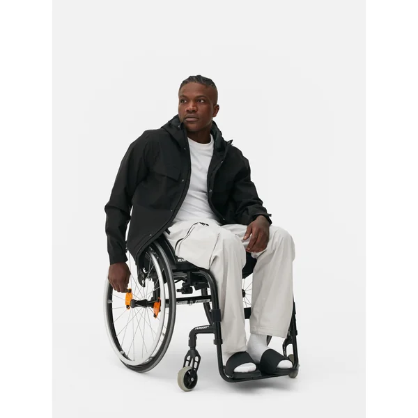 Zip-Up Hooded Raincoat - Black