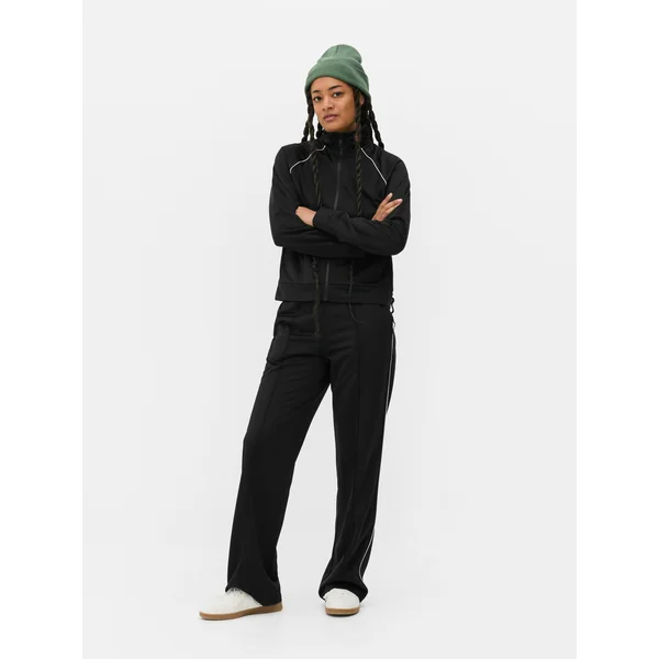 Zip-Up Sports Top - Black